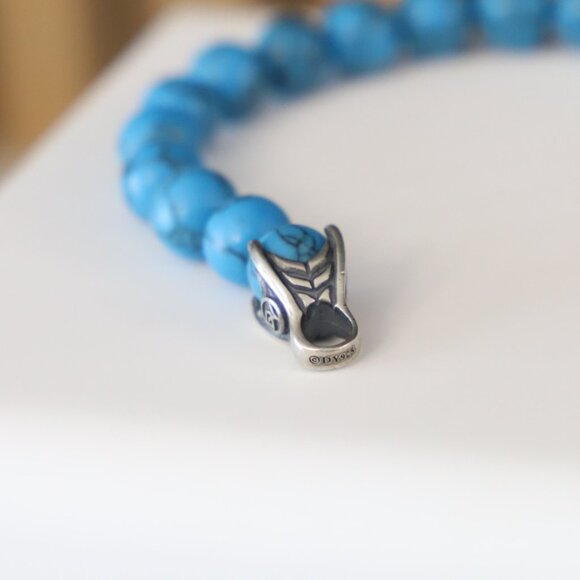 David Yurman Men's 8mm Spiritual Beads Bracelet with Turquoise 8.5" - Picture 6 of 6